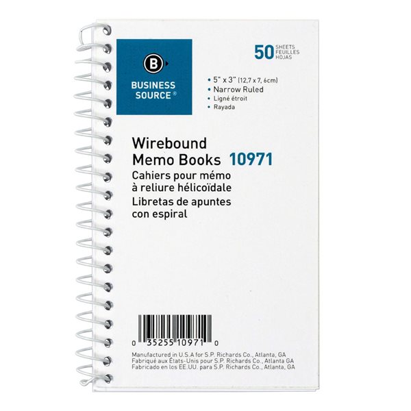 Carnet de notes ligné à reliure spirale Business Source®