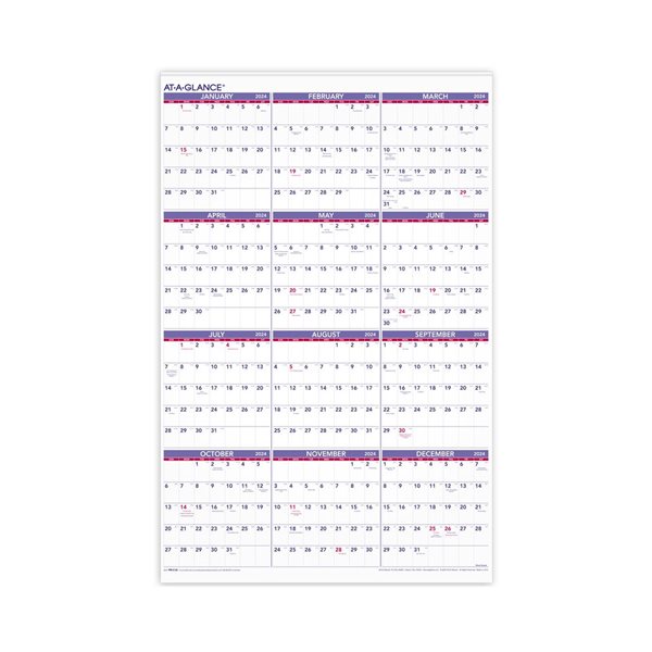 AT-A-GLANCE 2024 Yearly Wall Calendar