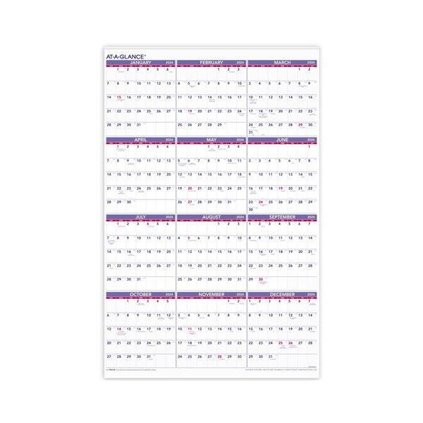 AT-A-GLANCE 2025 Yearly Wall Calendar