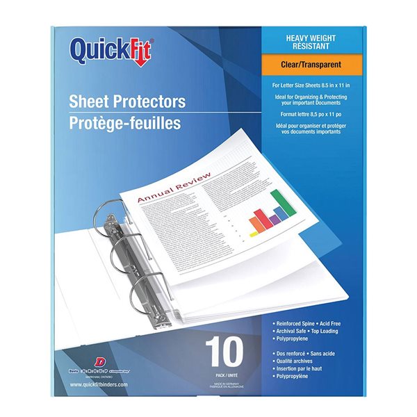 Heavyweight Sheet Protectors Letter size clear (pkq 10)