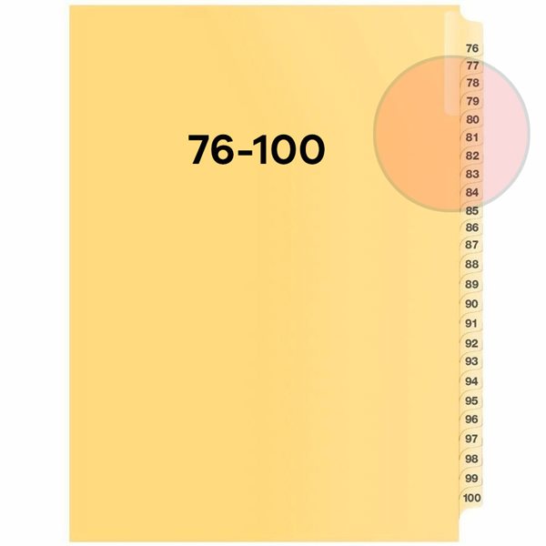 Quest Numerical Litigation Index Dividers 76 to 100