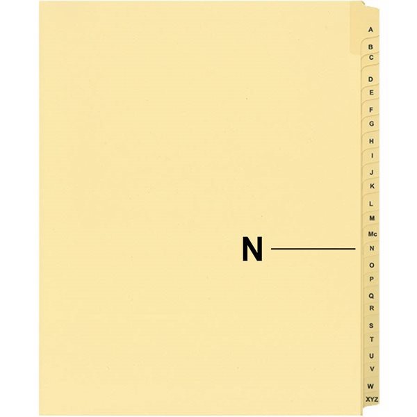 Quest Alphabetical Litigation Index Dividers M to XYZ N