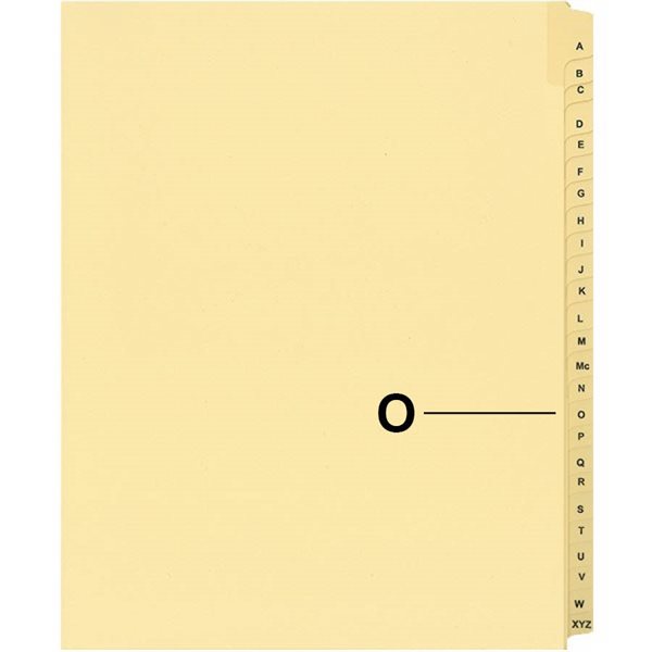 Quest Alphabetical Litigation Index Dividers M to XYZ O