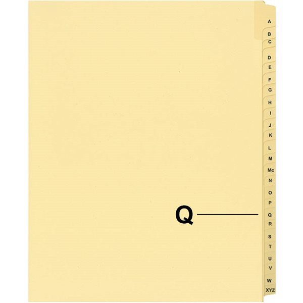 Quest Alphabetical Litigation Index Dividers M to XYZ Q