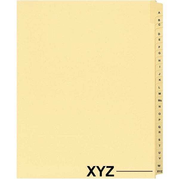 Quest Alphabetical Litigation Index Dividers M to XYZ XYZ