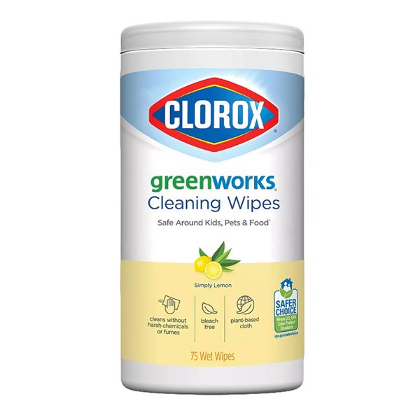 Serviettes désinfectantes Clorox Greenworks® Citron 75 lingettes