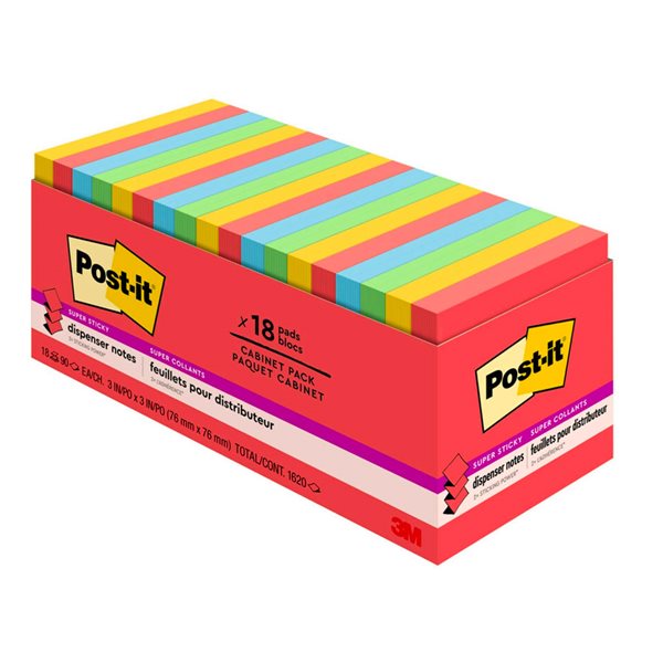 Playful Primaries Post-it® Super Sticky Self-Adhesive Pop-Up Notes - 3 x 3 in