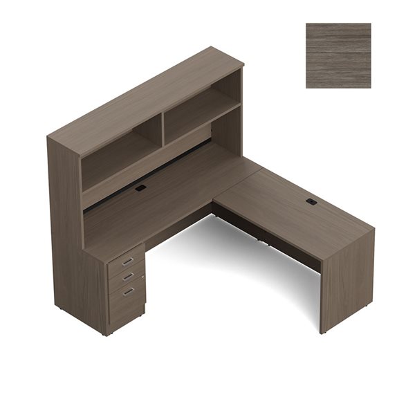 Offices to Go Newland™ L-Shaped Supervisor Desk Suite - Absolute Acajou