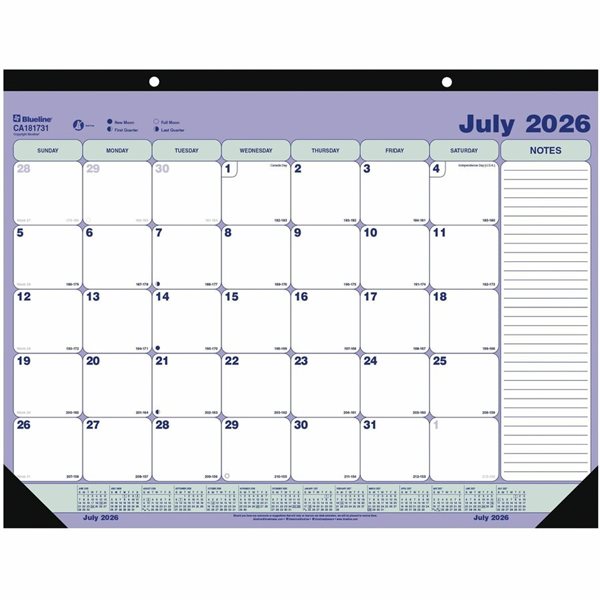 Calendrier sous-mains académique mensuel 2026-2027