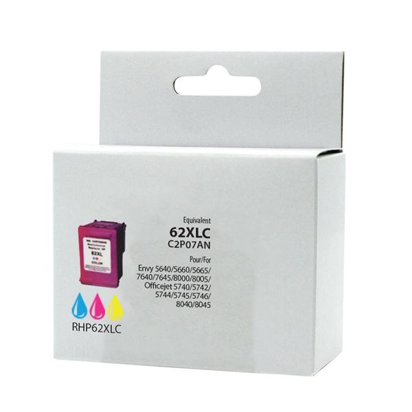 Remanufactured High Yield Inkjet Cartridge (Alternative to HP 62XL) - Color