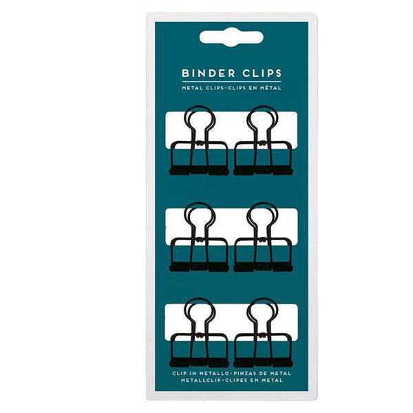 Black Binder Clips - Pack of 6