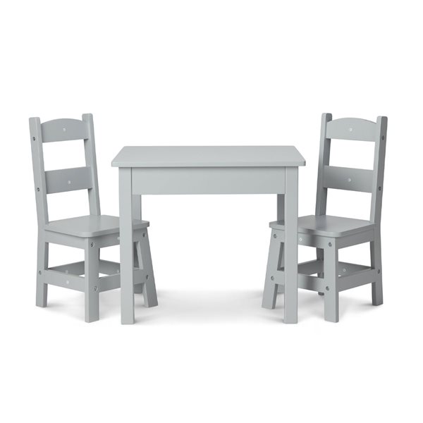 Table en bois et deux chaises pour enfants Gris