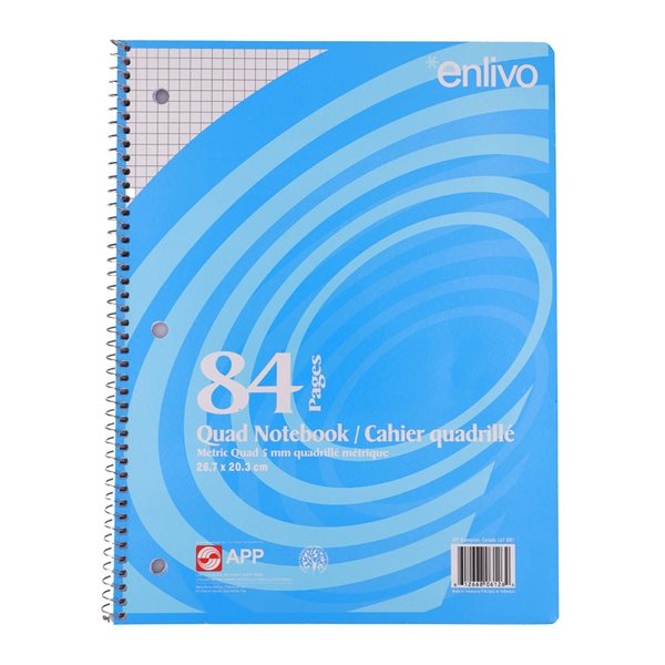 84-page Spiral Quad Notebook - 5 mm Quad