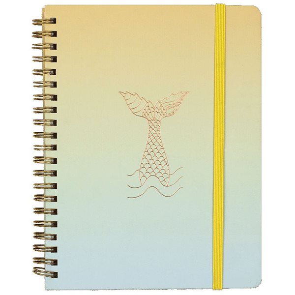 Cahier de notes à spirale sirène jaune et turquoise