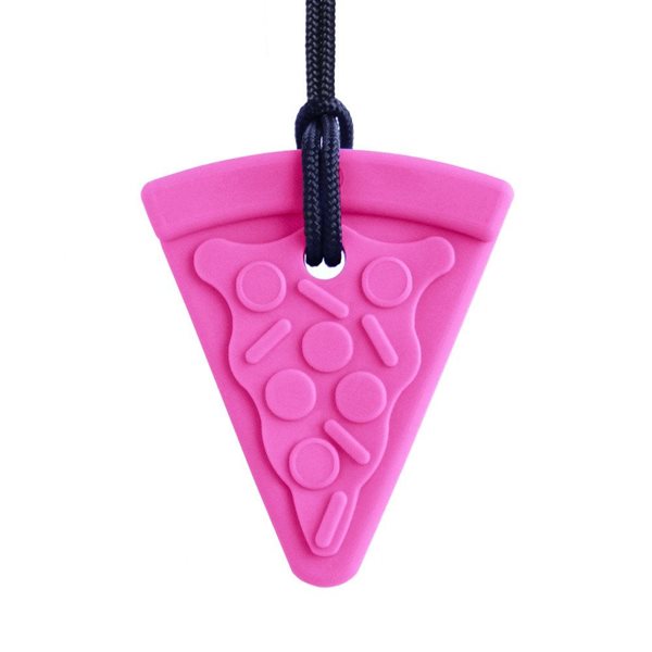 Collier à mâchouiller Pizza - Moyen Rose