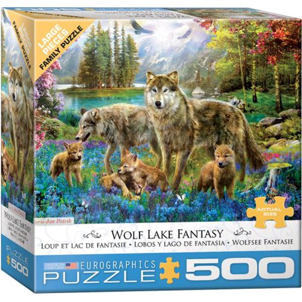 Casse-tête 500 morceaux – Loup et lac de fantaisie