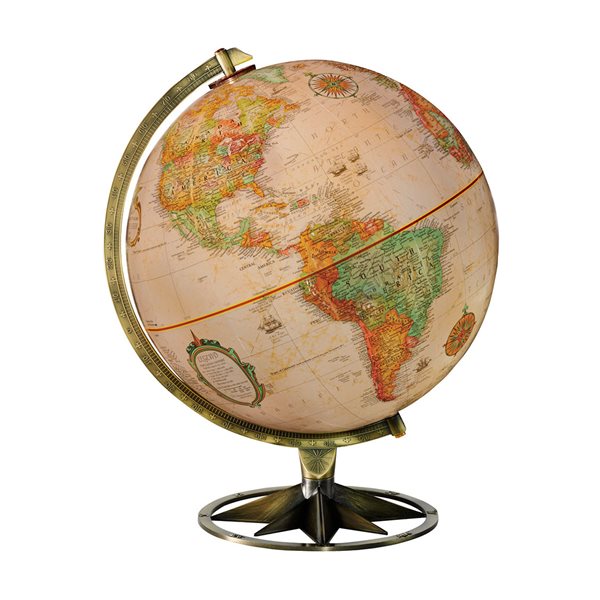 Globe terrestre antique Compass Rose Français