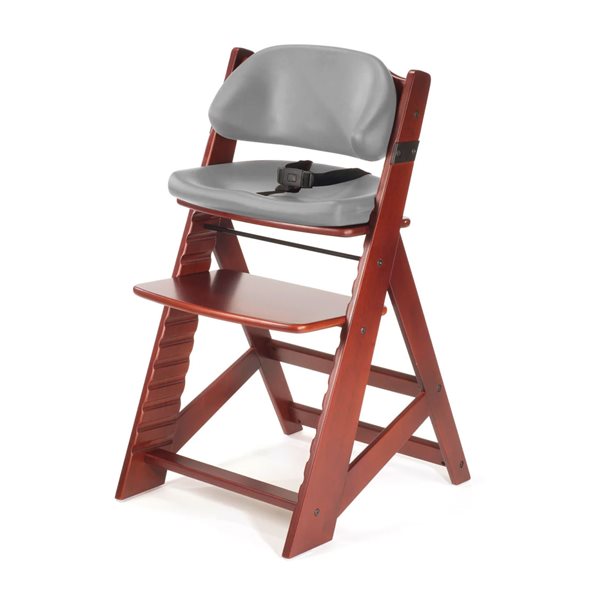 Chaise haute en bois pour enfant Keekaroo avec coussin confort - Acajou