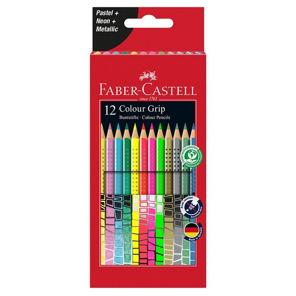 Crayons de couleur aquarelle Colour Grip Boîte de 12
