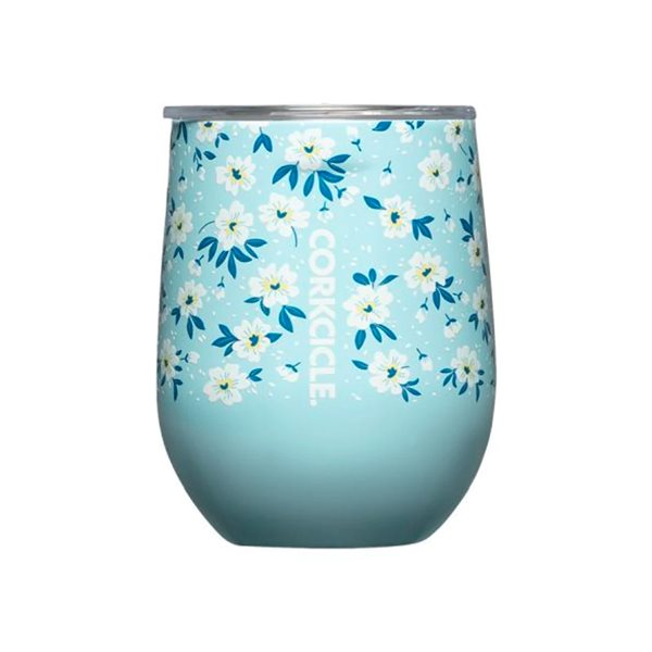 12 oz Insulated Stemless Tumbler with Cover - Ditsy Floral Blue