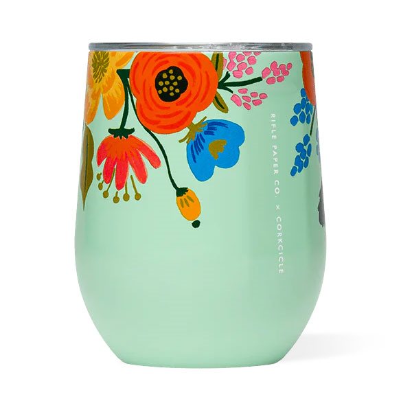 Rifle Paper Co. 16 oz Insulated Stemless Tumbler with Lid - Mint Lively Floral
