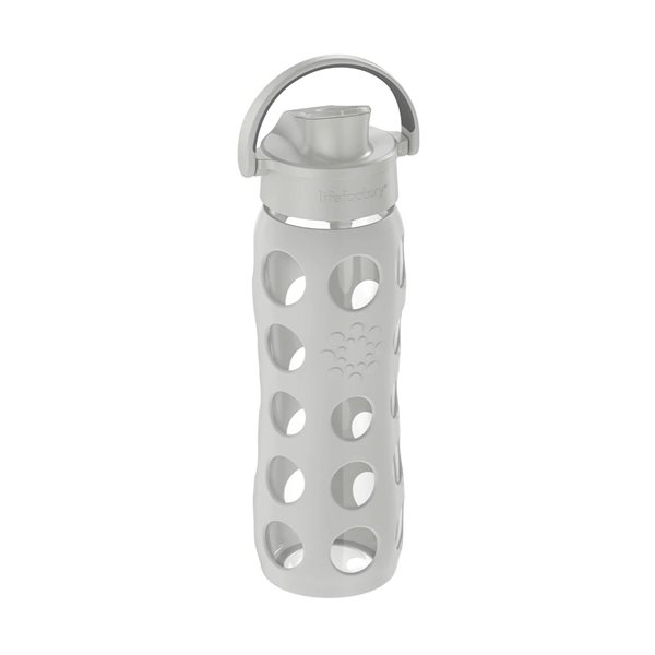 Bouteille d'eau de 22 oz avec manchon en silicone et bouchon actif - Gris pierre