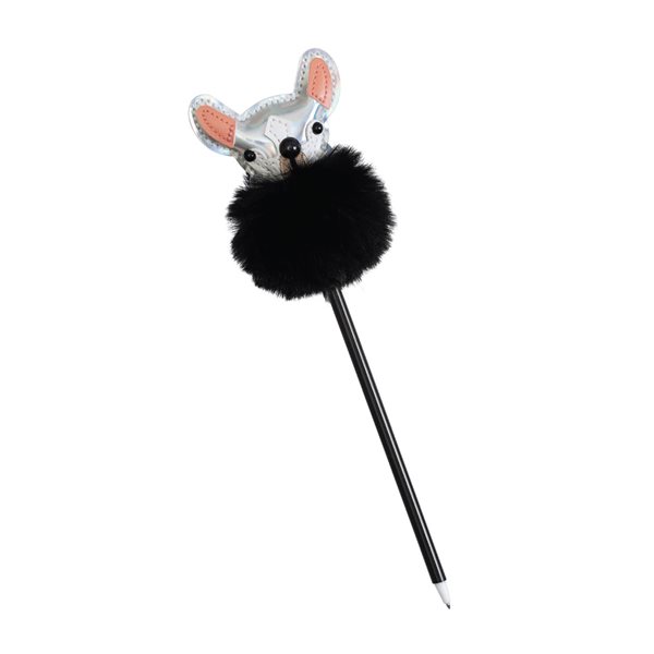 Stylo à bille rétractable à pompon bouledogue français