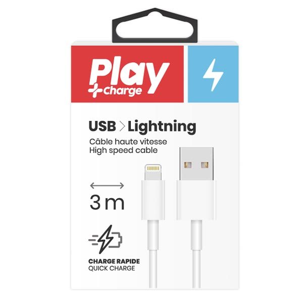 Câble de recharge USB / Lightning Play + Charge - 3 m