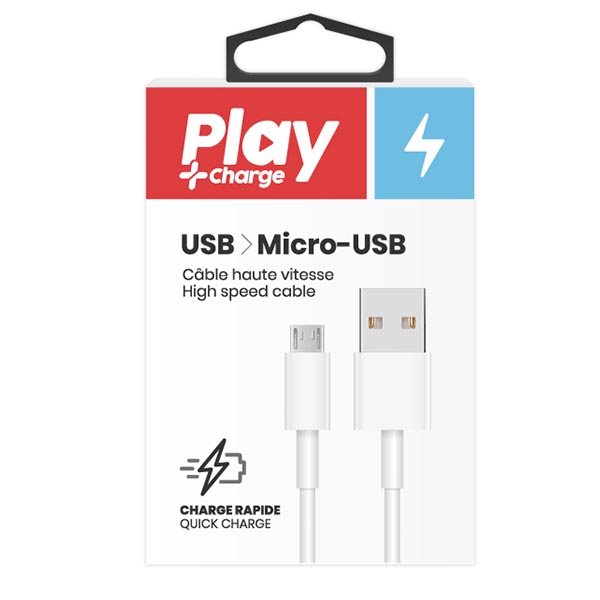 Câble de recharge USB / Micro-USB Play + Charge - 1 m