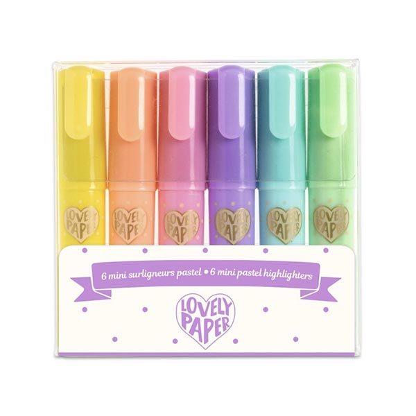 6 crayons mini surligneurs - pastel