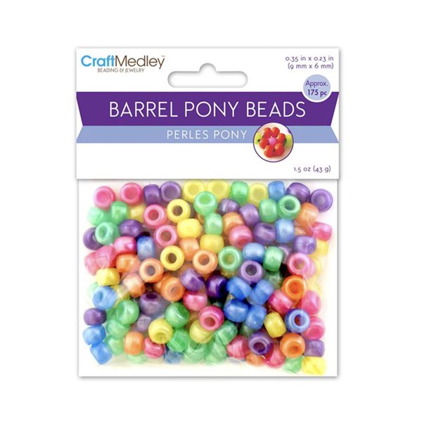 Barrel Pony Beads - Pearlized Multicolor