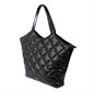 The Gia Vegan Leather Quilted Tote Bag - Black