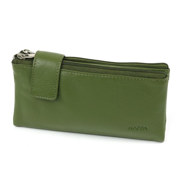 Portefeuille en cuir Charlotte - Olive 