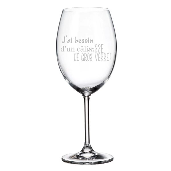 Verre à vin gravé 20 oz - Câlisse de gros verre