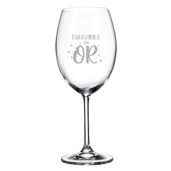 Verre à vin gravé 20 oz - Éducatrice en or