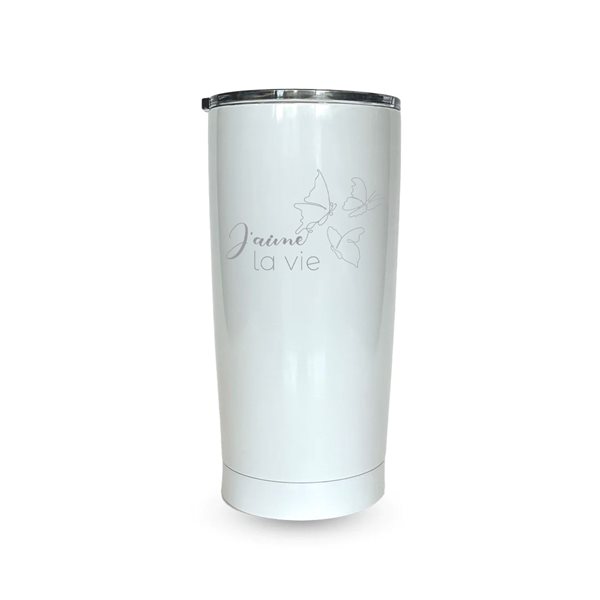 Verre isotherme gravé 18 oz - J'aime la vie