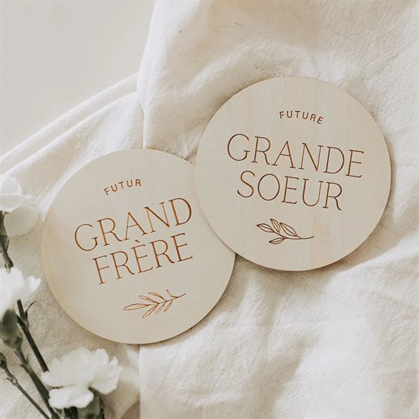 Pastille de bois - Futur grand frère / Future grande sœur