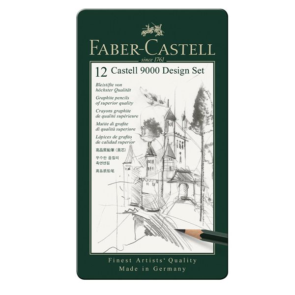 Crayons à mine graphite Castell 9000 Design - Boîte de 12