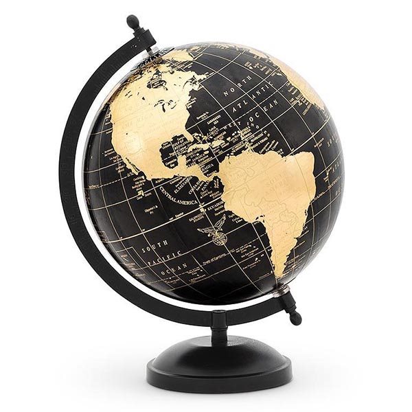 World Globe on Stand - Black / Gold