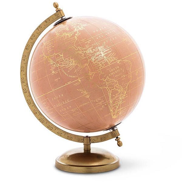 World Globe on Stand - Pink / Gold