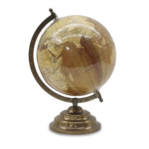 Globe terrestre sur pied - Brun et or antique