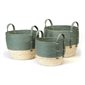 Round Maize Basket - Green and Natural - Small