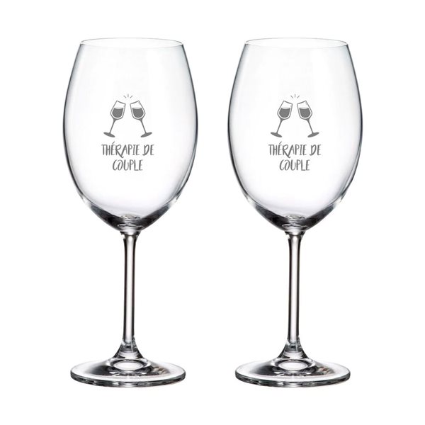 Verres à vin gravé - Thérapie de couple