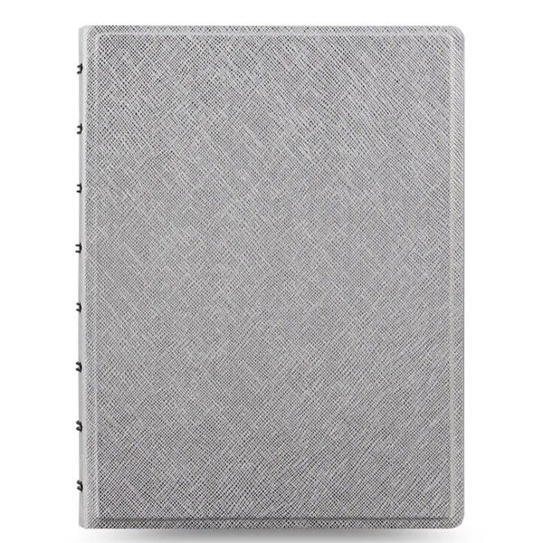 Filofax® Saffiano Metallic Refillable Notebook - A5 Size - 8-3/8 x 6-3/8 in - Silver