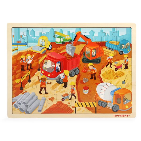 48-Pieces Wooden Puzzle - Construction Site