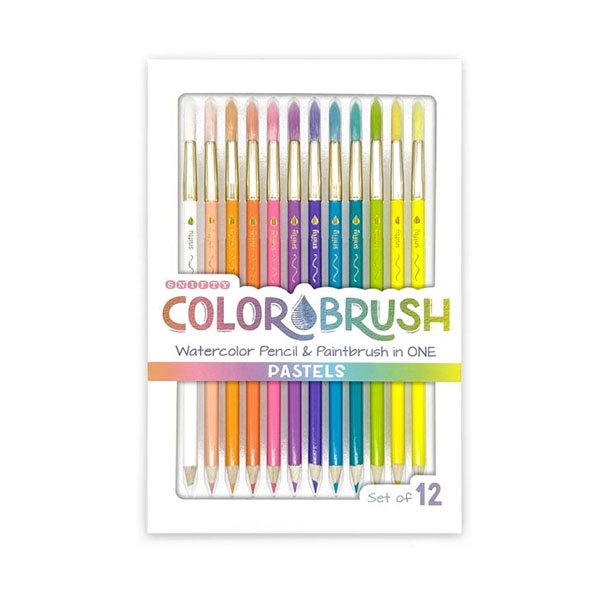 Ensemble de crayons couleur pastel aquarelle et pinceaux
