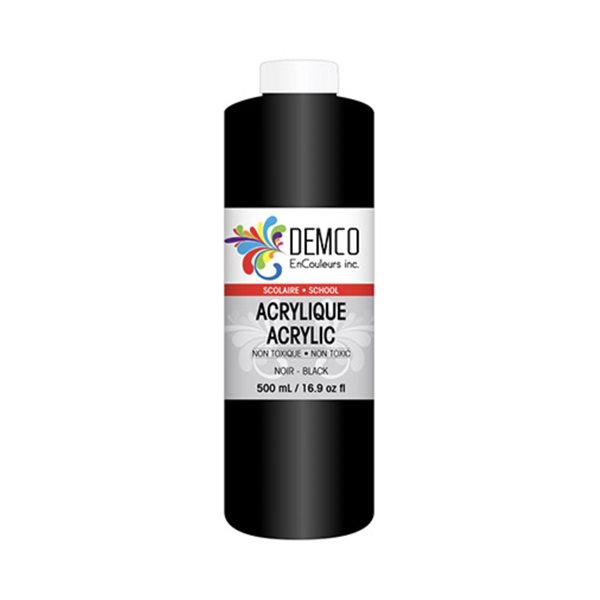 Peinture acrylique scolaire 500 ml - Noir