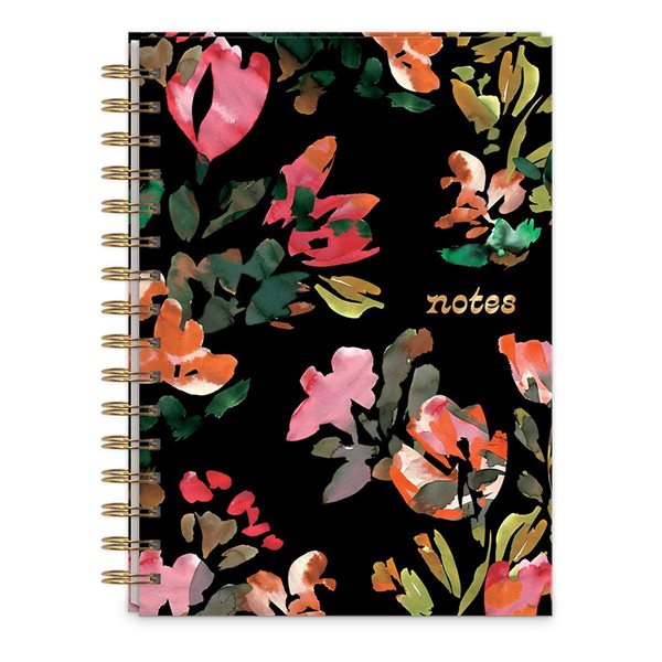 Journal Spiral Hazy Floral - Black