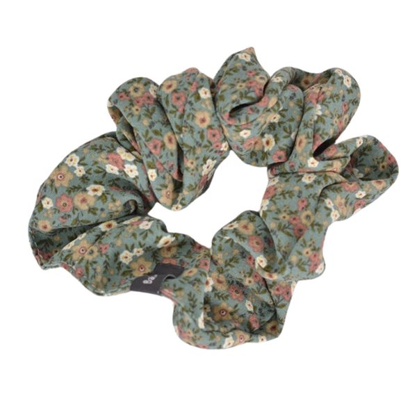 Élastique à cheveux fleurs vintage - Format régulier - Vert