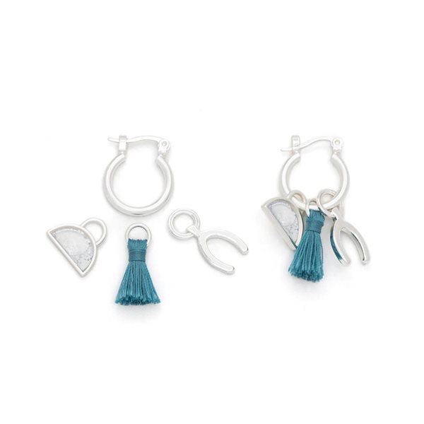 Boucles d'oreille avec breloques interchangeables - Opalite